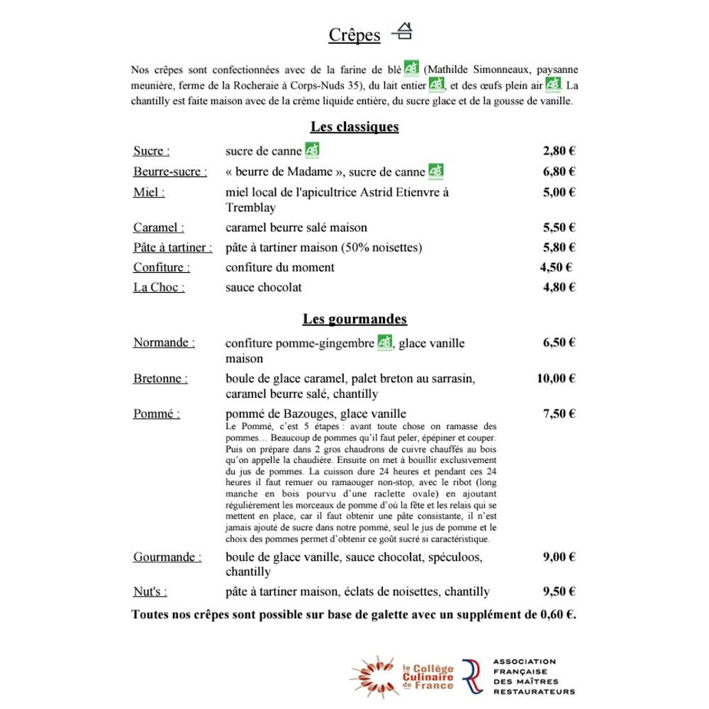 Crêperie Univers Sarrasin Maître Restaurateur collaboration avec les producteurs locaux. - Menu Image 4